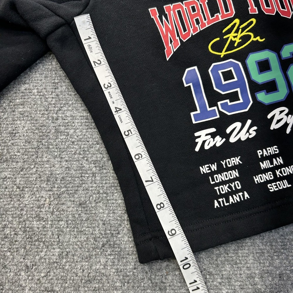 FUBU Shorts Mens XL Black Sweat Fleece World Tour 1992 Graphic City 10 Inseam‎ - Picture 7 of 10